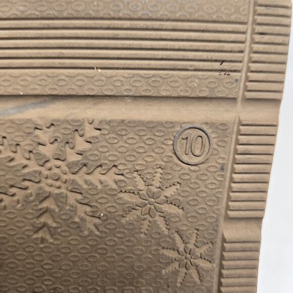 RJ's Fuzzies Suede Shearling Golden Tan Foldover-Top Fringed Cozy Boots, Size 10 - Picture 13 of 13